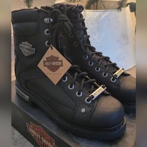 NIB Harley-Davidson Men's Black Lace-Up Boots